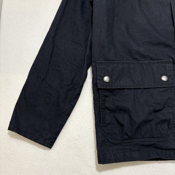 Old Navy Men’s Medium Black Canvas Jacket Snap Button Utility Military Coat - Picture 7 of 14